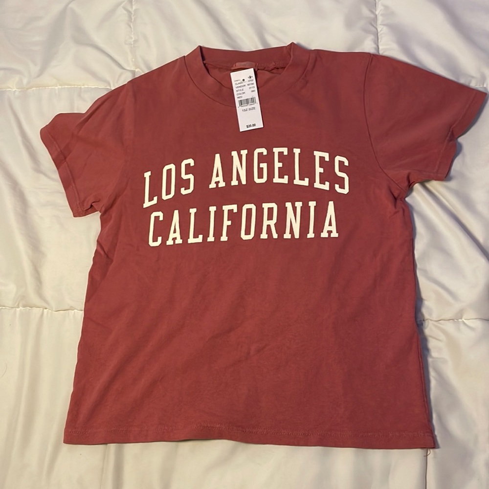 Brandy Melville John Galt Los Angeles California T Shirt Short Sleeve Red